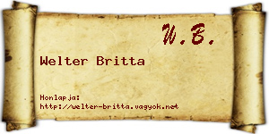 Welter Britta névjegykártya